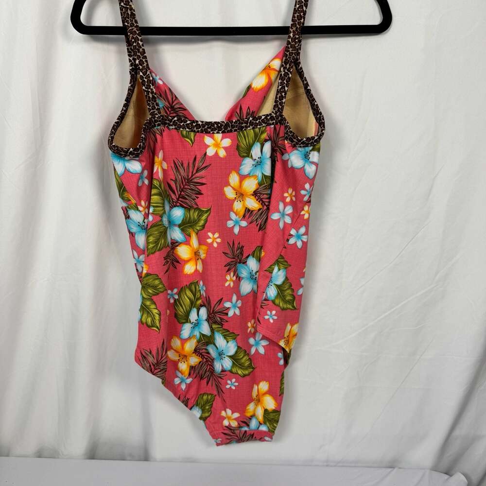 BeachNative Women's Plus Size 18W Pink Tropical Floral One Piece Swimsuit with L - Picture 4 of 8